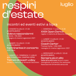 Programma eventi stagione estiva dal 9 luglio al14 luglio 2021