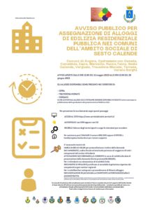 Avviso Pubblico per l’Assegnazione di Alloggi di Edilizia Residenziale Pubblica E’ indetto l’avviso pubblico per l’assegnazione delle unità abitative disponibili destinate ai servizi abitativi pubblici